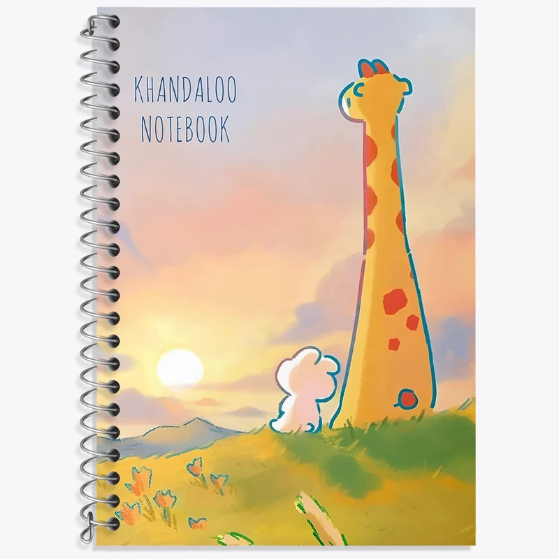 دفتر زبان 50 برگ خندالو مدل سه خط طرح خرگوش و زرافه کیوت کد N9135