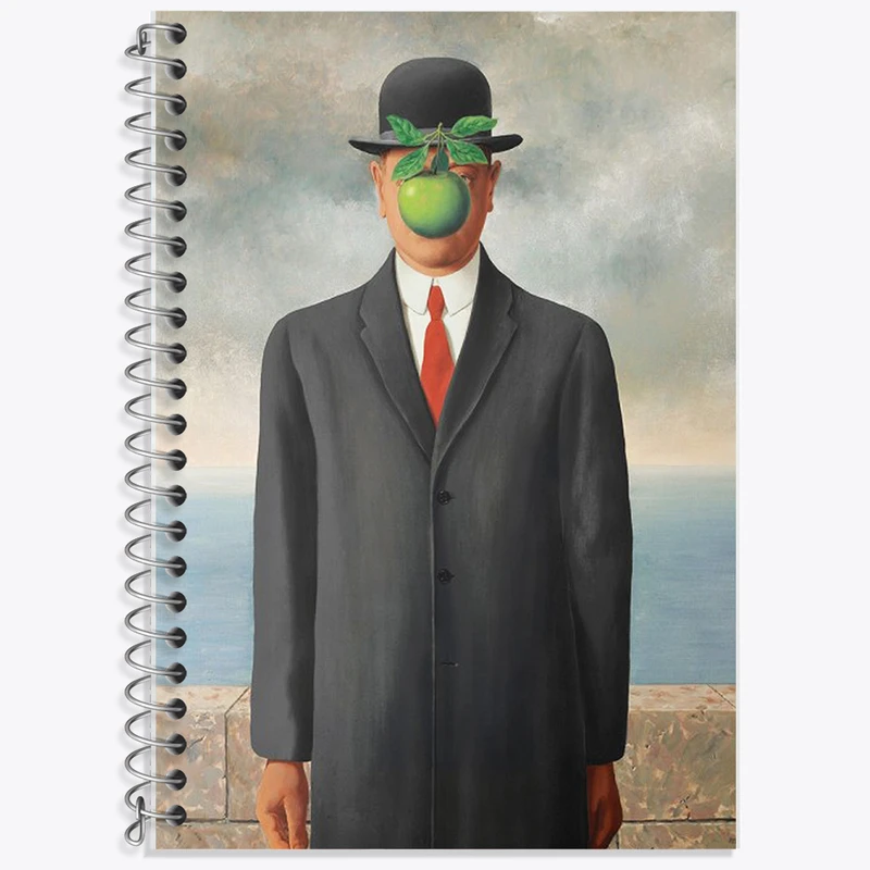 دفتر زبان 50 برگ خندالو مدل دو خط طرح نقاشی پسر انسان اثر رنه ماگریت کد F12440