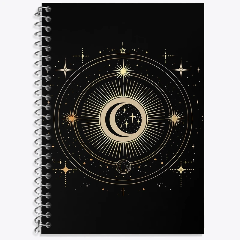 دفتر زبان 50 برگ خندالو مدل سه خط طرح ماه مینیمال کد F3082