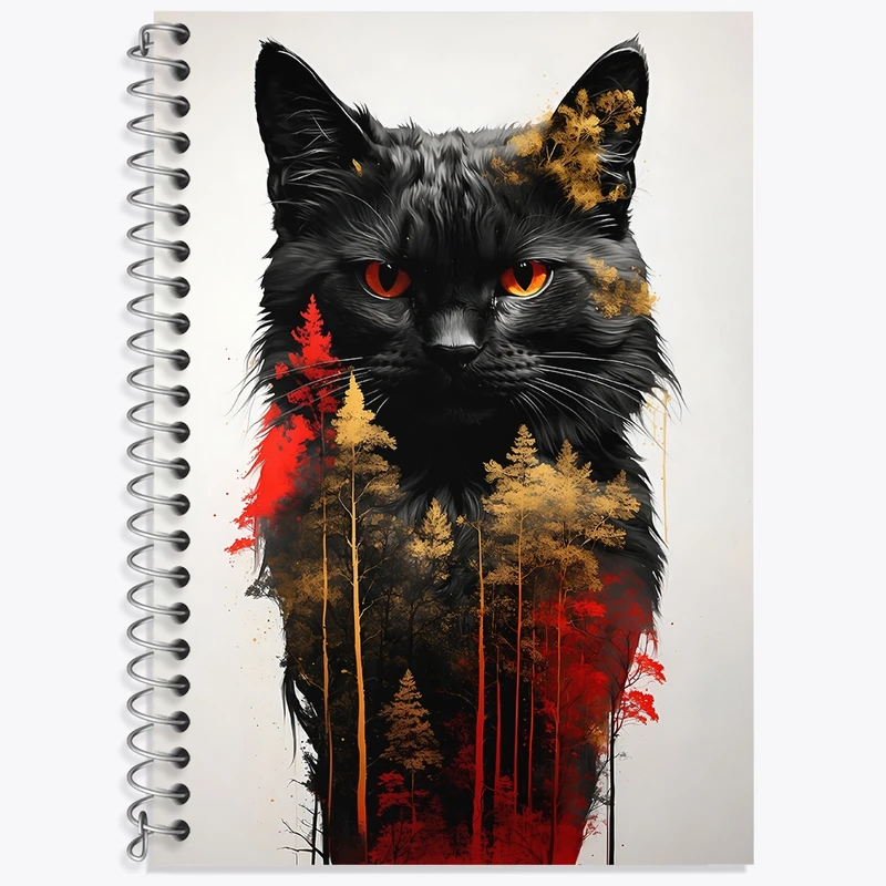 دفتر زبان 50 برگ خندالو مدل سه خط طرح گربه (Cat) کد F3642