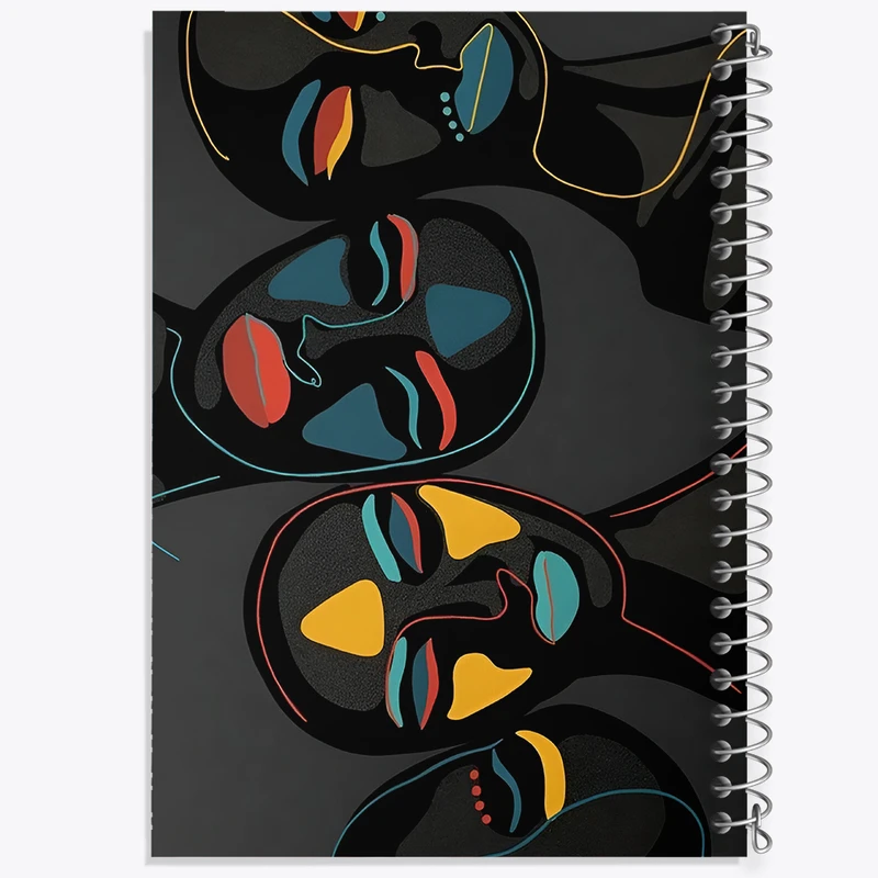 دفتر مشق 100 برگ خندالو طرح صورتک های آفریقایی کد F9678