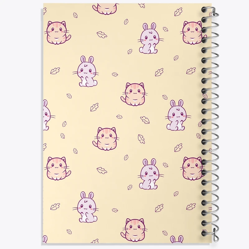 دفتر طراحی 50 برگ خندالو طرح خرگوش و گربه کیوت کد N1304