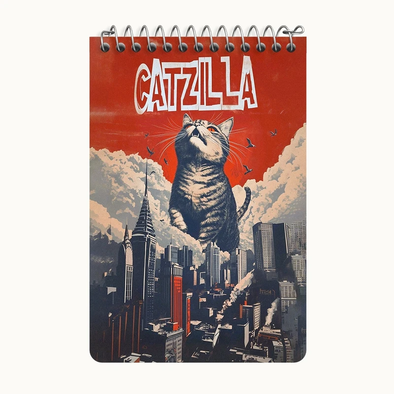 دفتر یادداشت 50 برگ خندالو طرح کت زیلا (Catzilla) کد F13711
