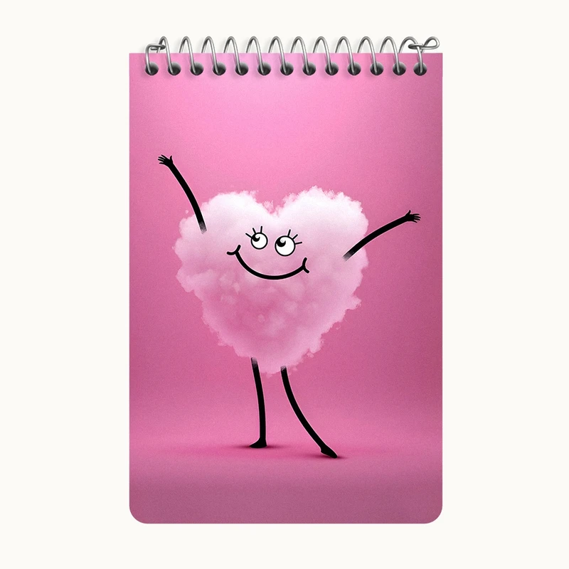 دفتر یادداشت 50 برگ خندالو طرح قلب بامزه کد F5405