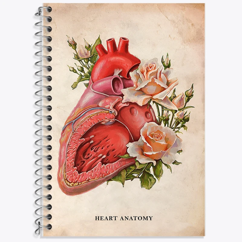 دفتر زبان 50 برگ خندالو مدل سه خط طرح آناتومی قلب (Heart Anatomy) کد F13973