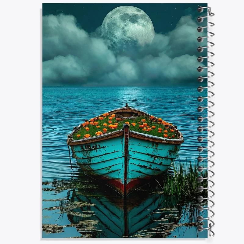 دفتر طراحی 50 برگ خندالو طرح قایق گل و دریا کد F12805