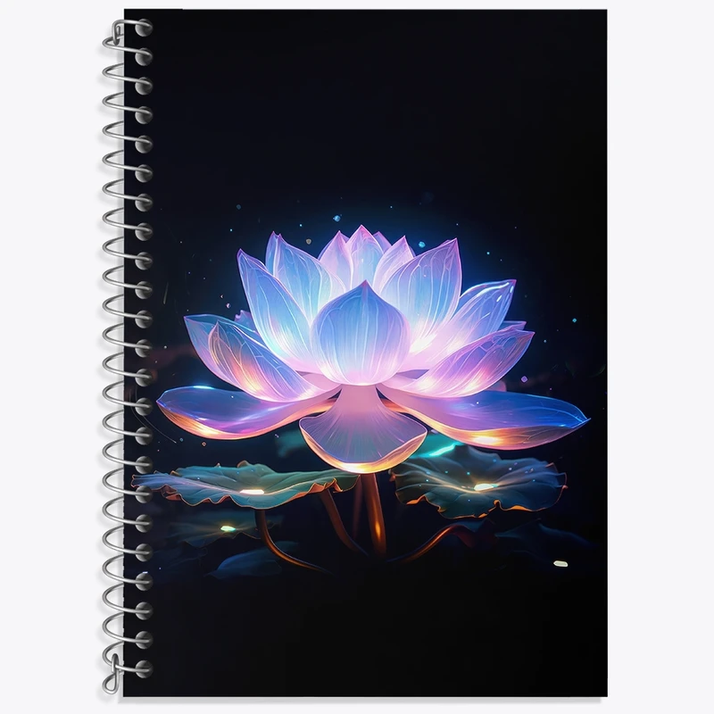 دفتر زبان 50 برگ خندالو مدل سه خط طرح نیلوفر آبی کد F3218