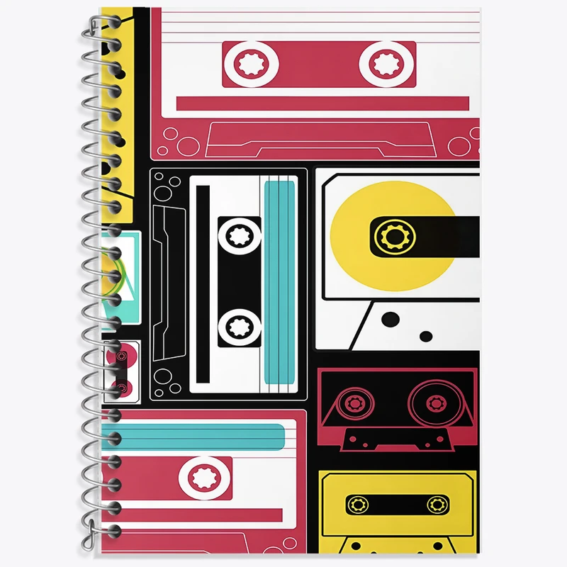 دفتر زبان 50 برگ خندالو مدل دو خط طرح نوار کاست کد F9701