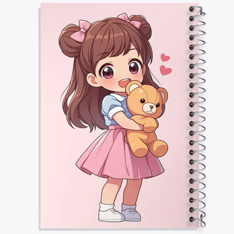 دفتر مشق 50 برگ خندالو طرح دخترانه کیوت کد F3622