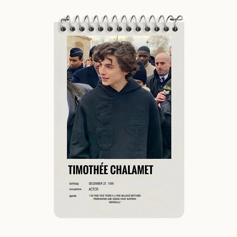 دفتر یادداشت 50 برگ خندالو طرح تیموتی شالامی (Timothée Chalamet) کد F13144
