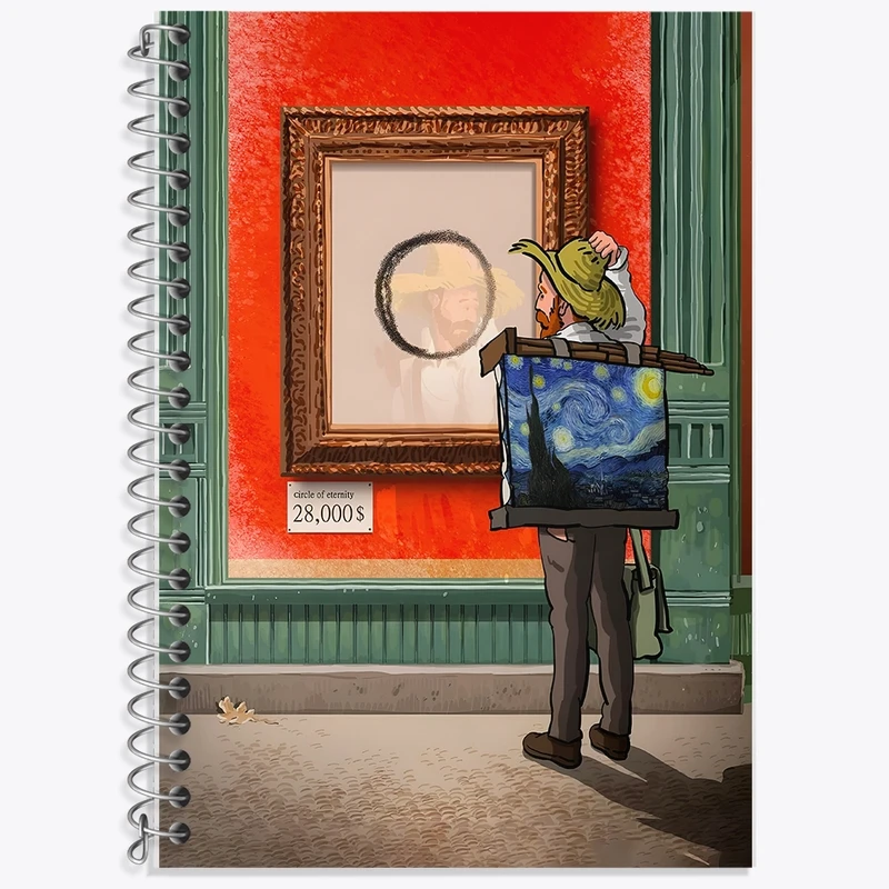 دفتر زبان 50 برگ خندالو مدل سه خط طرح ونسان ونگوگ کد F8811