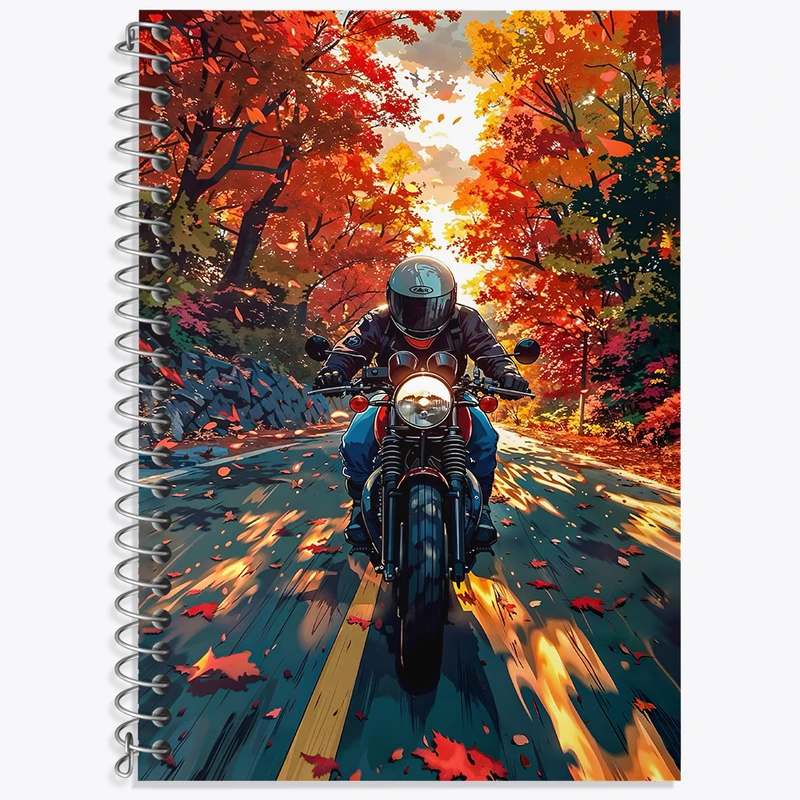 دفتر زبان دوخط 50 برگ خندالو طرح موتوسواری در جنگل کد F4106