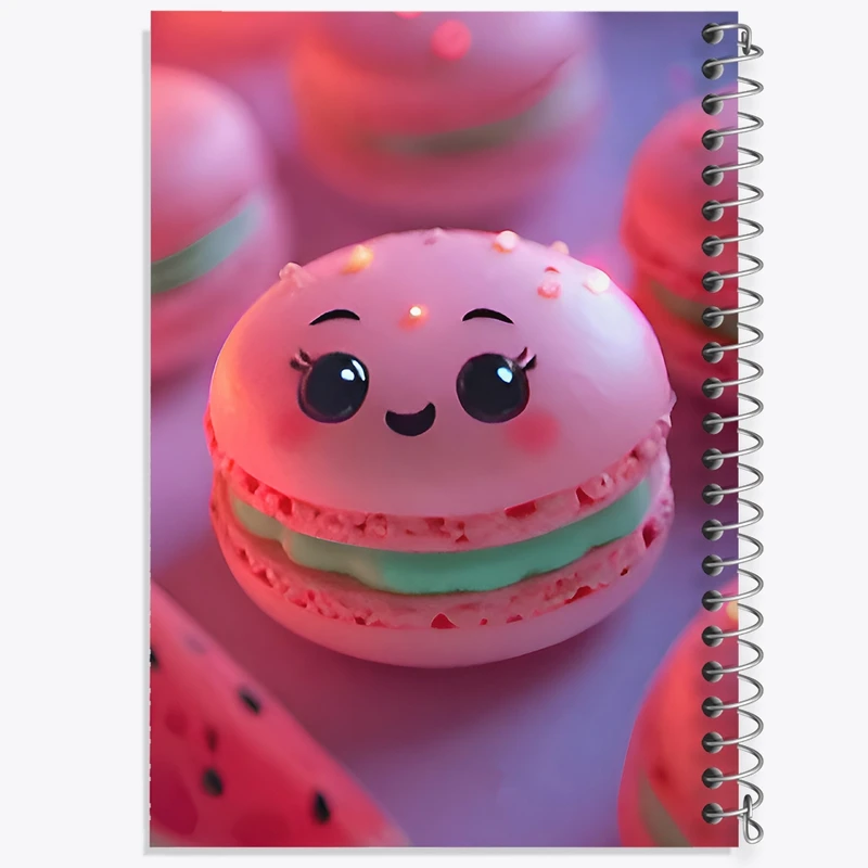 دفتر ژورنال نویسی 50 برگ خندالو مدل نقطه ای طرح ماکارون بامزه کد F9542