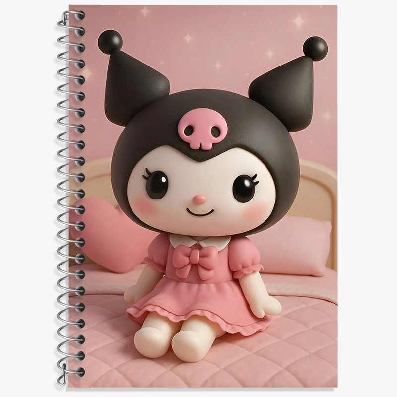 دفتر زبان 50 برگ خندالو مدل سه خط طرح کرومی (Kuromi) کد N9474