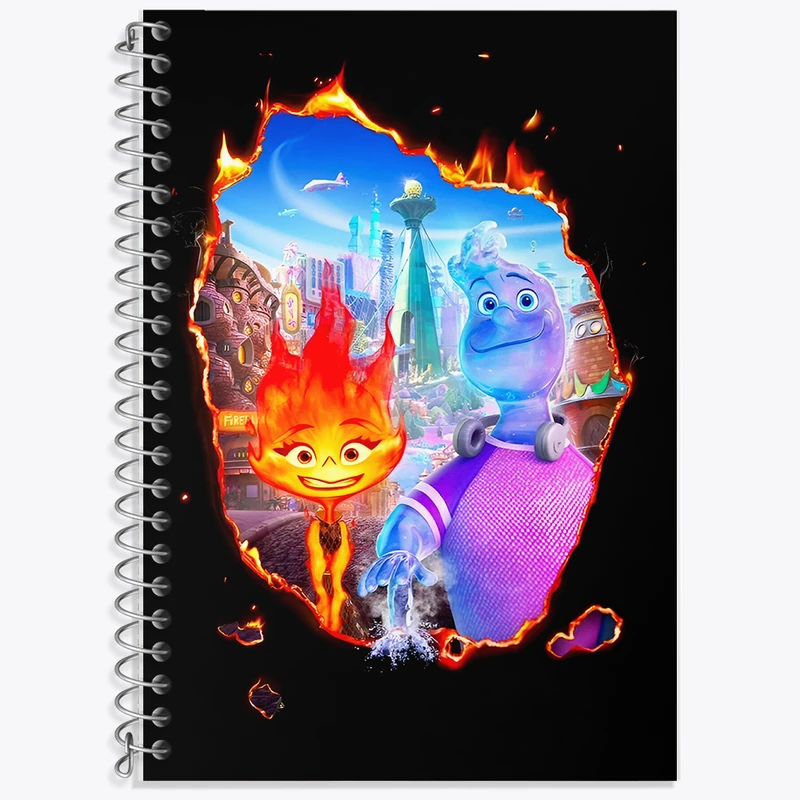 دفتر زبان 50 برگ خندالو مدل دو خط طرح بنیادین (Elemental) کد F9813