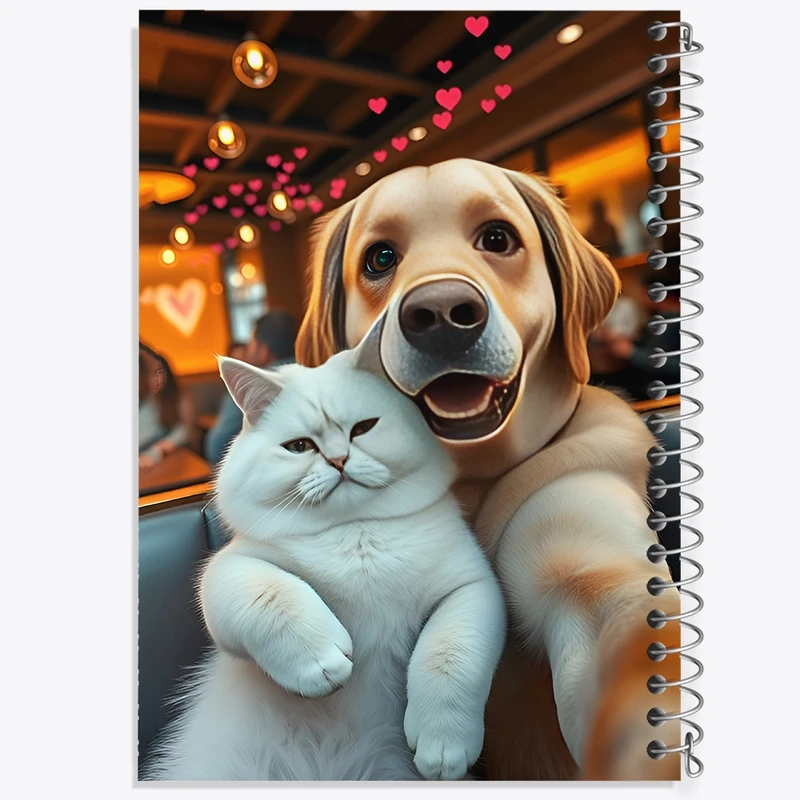 دفتر ژورنال نویسی 50 برگ خندالو مدل نقطه ای طرح سگ و گربه کد F11666