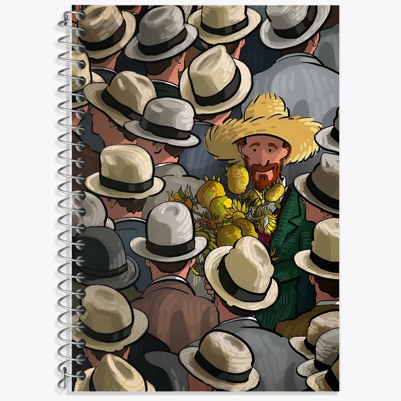 دفتر زبان 50 برگ خندالو مدل دو خط طرح ونسان ونگوگ کد F11993