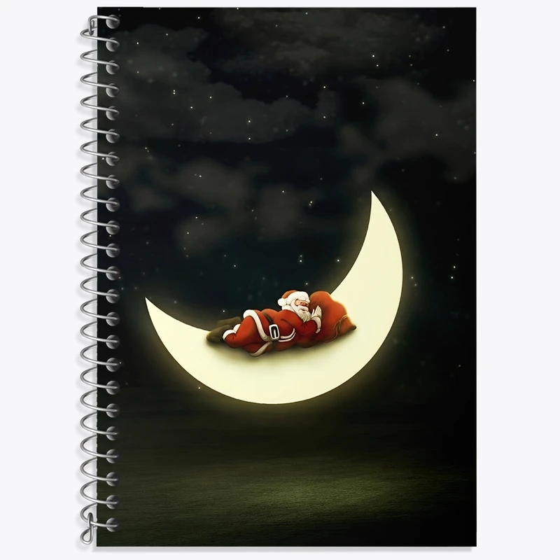 دفتر زبان 50 برگ خندالو مدل سه خط طرح بابانوئل و ماه کد N6330