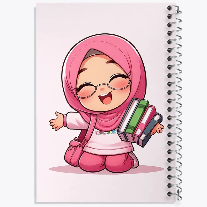 دفتر طراحی 50 برگ خندالو طرح دخترانه باحجاب کد N4339