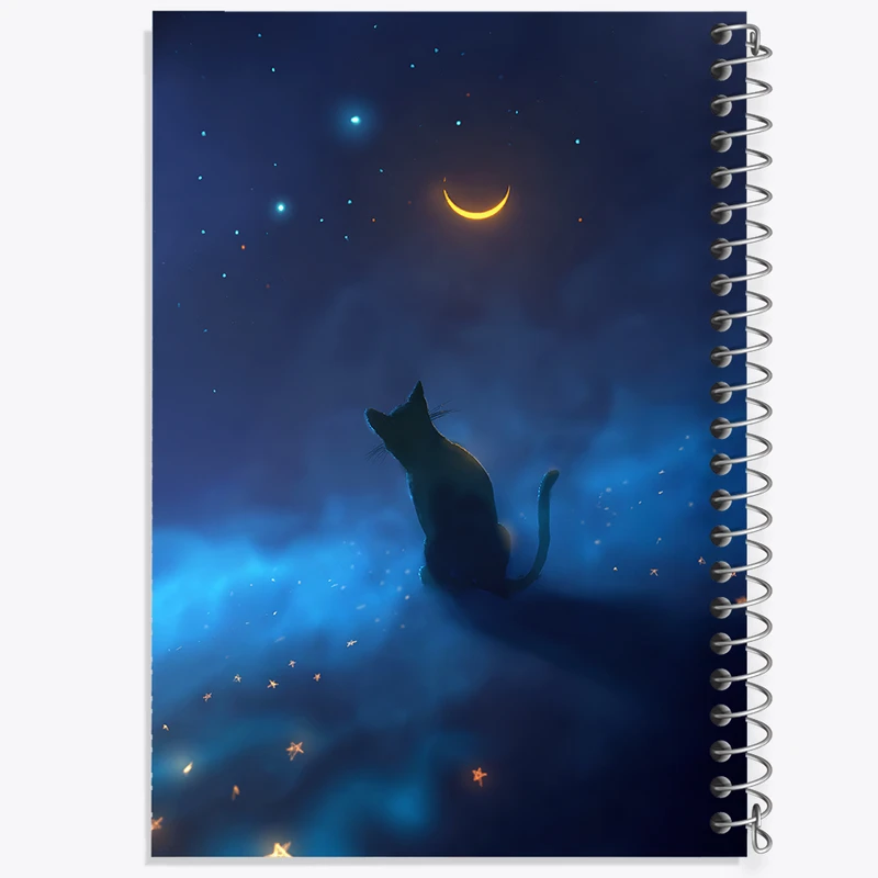 دفتر مشق 100 برگ خندالو طرح گربه و ماه کد F12557