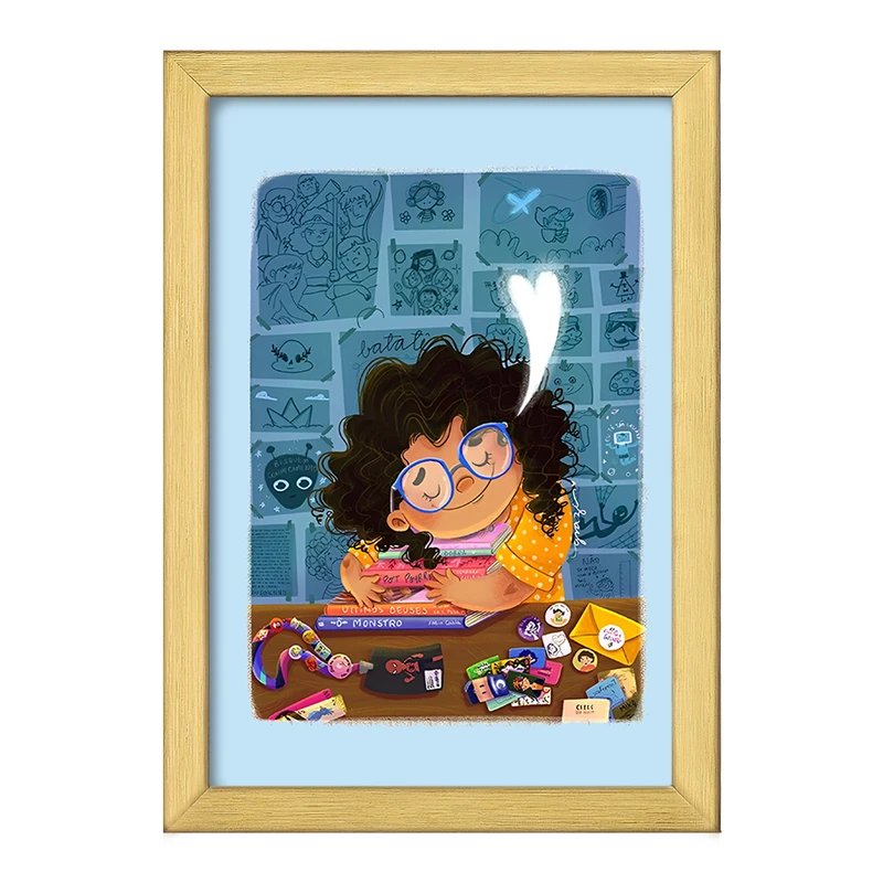 تابلو خندالو طرح دختر کتاب خوان کد F10949