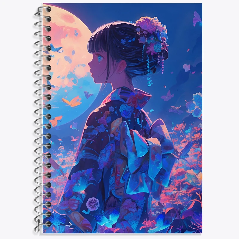 دفتر زبان 50 برگ خندالو مدل سه خط طرح دختر ژاپنی کد F9194