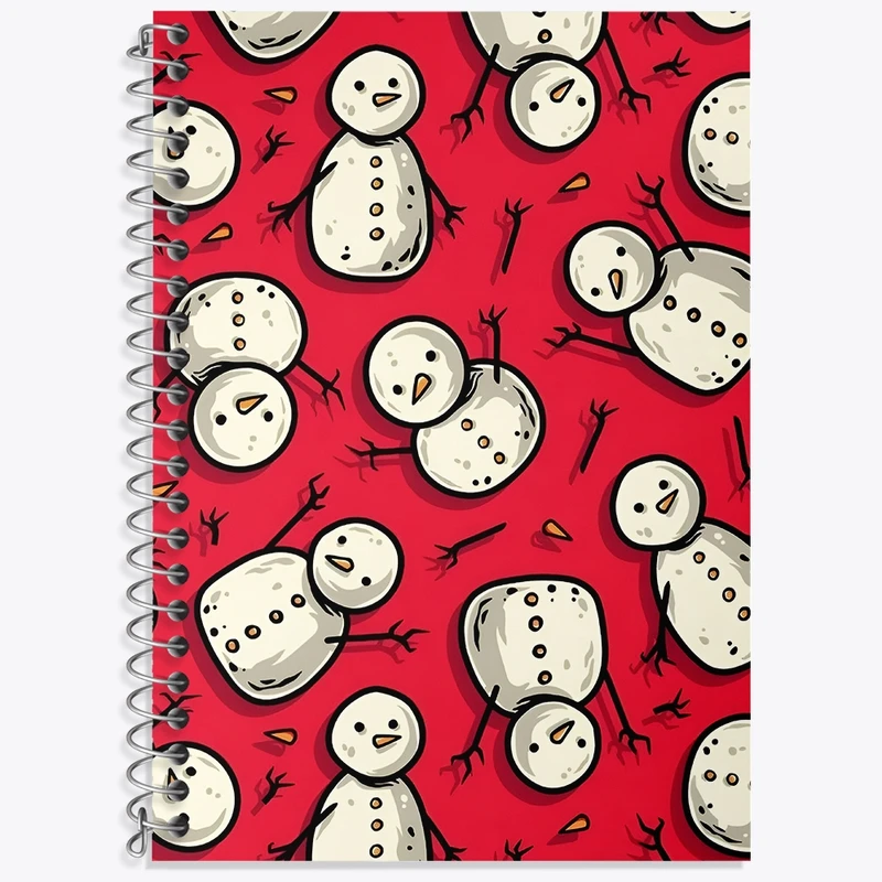 دفتر زبان 50 برگ خندالو مدل سه خط طرح پترن آدم برفی کد N6109