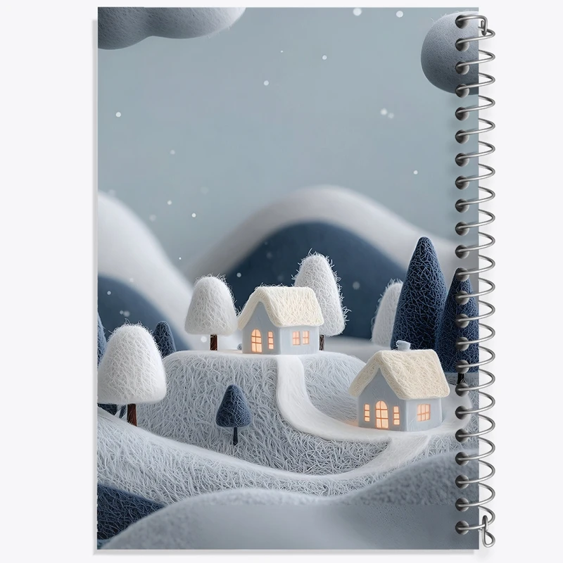 دفتر ژورنال نویسی 50 برگ خندالو مدل نقطه ای طرح منظره برفی کد F10017