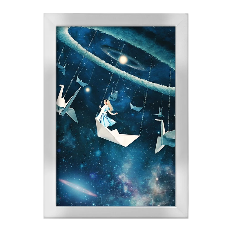 تابلو خندالو طرح دختر و کهکشان کد F8723