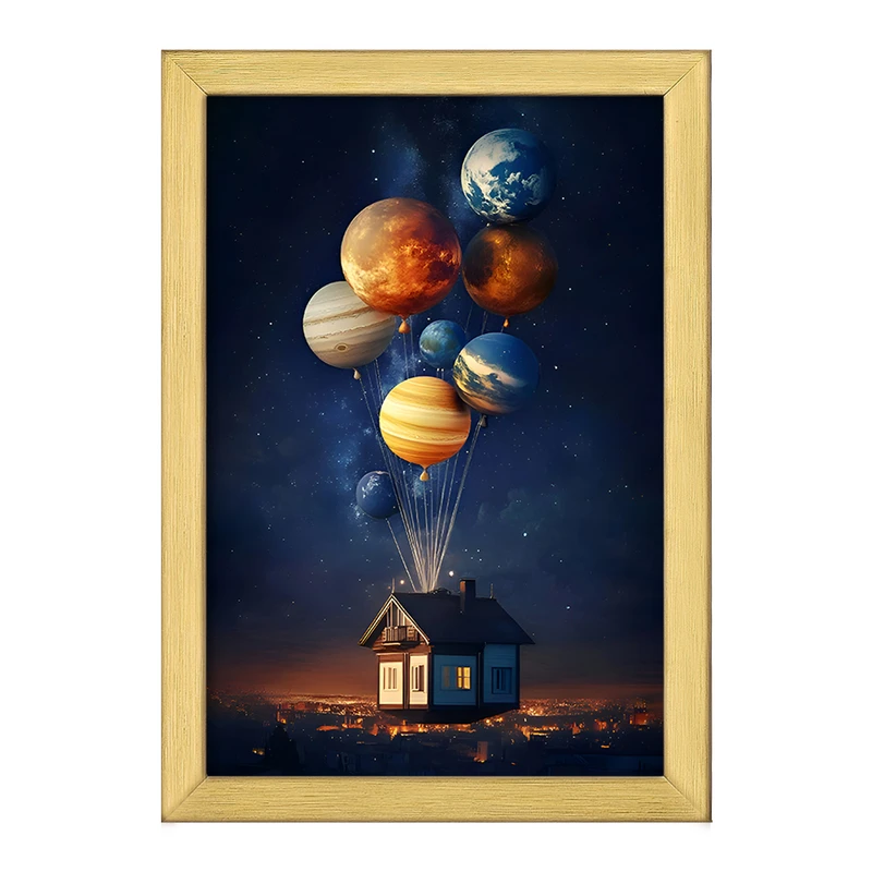 تابلو خندالو طرح خانه و کهکشان کد F9920