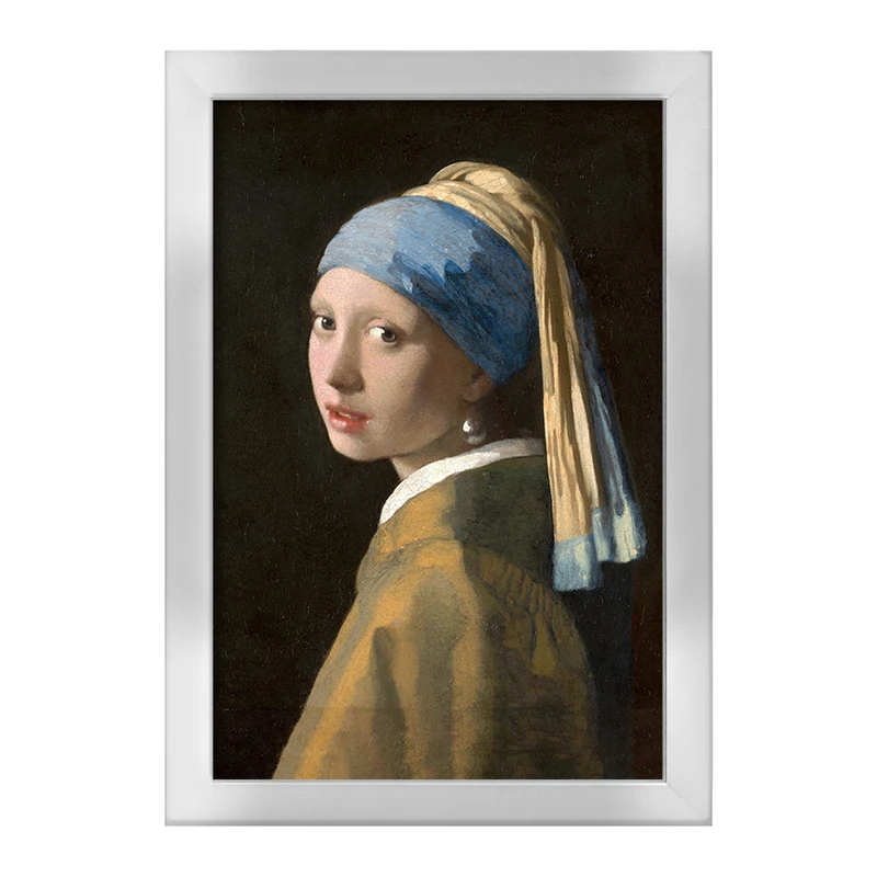 تابلو خندالو طرح نقاشی دختری با گوشواره های مروارید اثر یوهانس فرمیر کد F12424