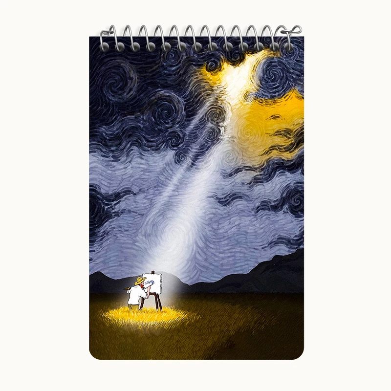 دفتر یادداشت 50 برگ خندالو طرح ونسان ونگوگ کد F8802