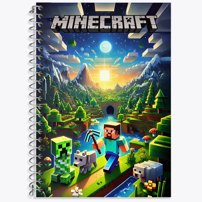 دفتر زبان 50 برگ خندالو مدل دو خط طرح ماینکرافت (Minecraft) کد F12061