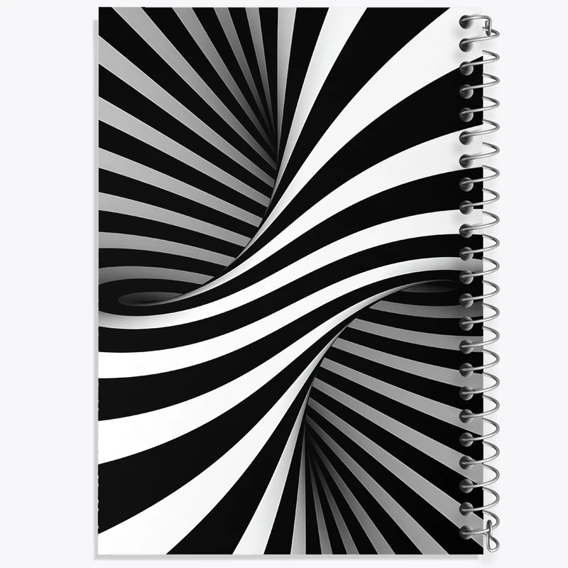 دفتر طراحی 50 برگ خندالو طرح راه راه مشکی و سفید کد N5424