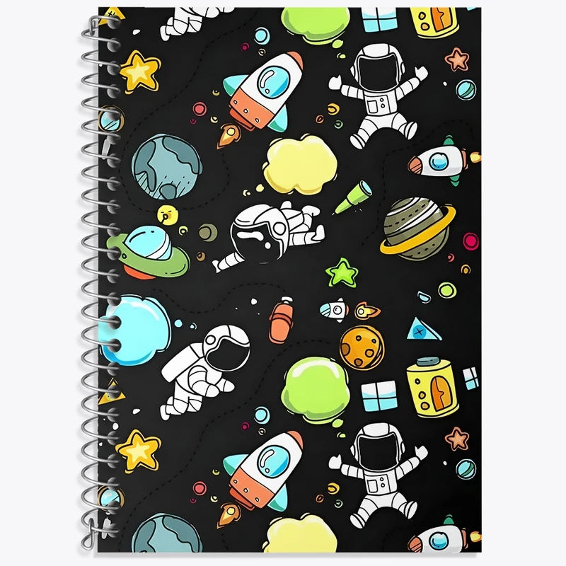 دفتر زبان 50 برگ خندالو مدل سه خط طرح پترن فضایی کد N6477