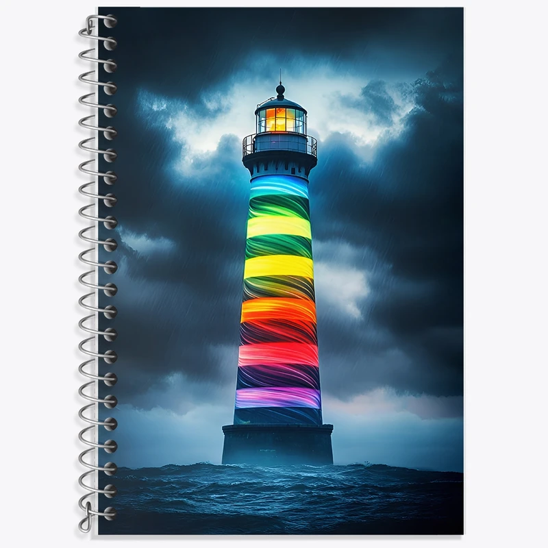 دفتر زبان 50 برگ خندالو مدل سه خط طرح فانوس دریایی کد F12747