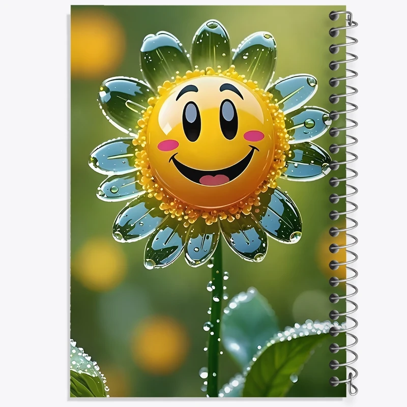 دفتر شطرنجی 50 برگ خندالو طرح ایموجی گل خندان کد F11805