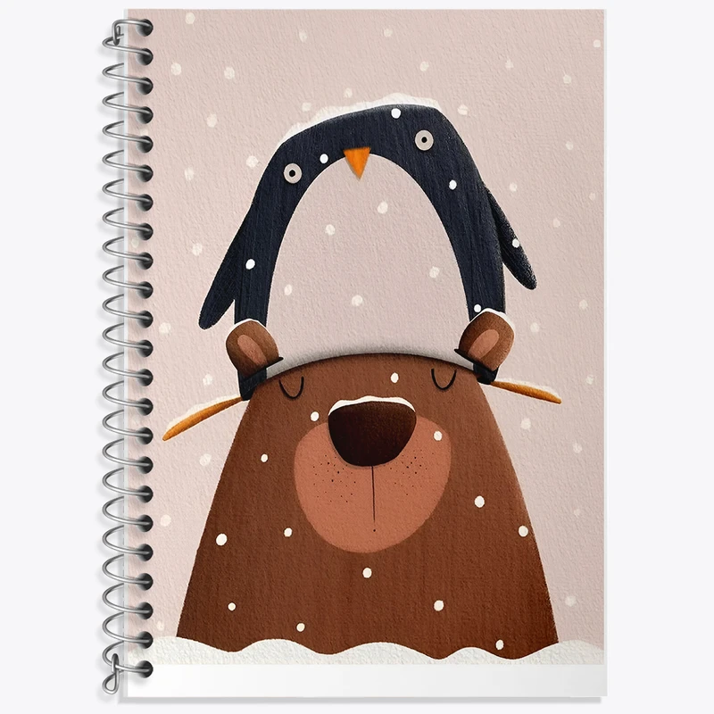 دفتر زبان دوخط 50 برگ خندالو طرح خرس و پنگوئن کد F8841