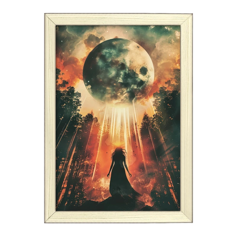 تابلو خندالو طرح دختر و کهکشان کد F3058