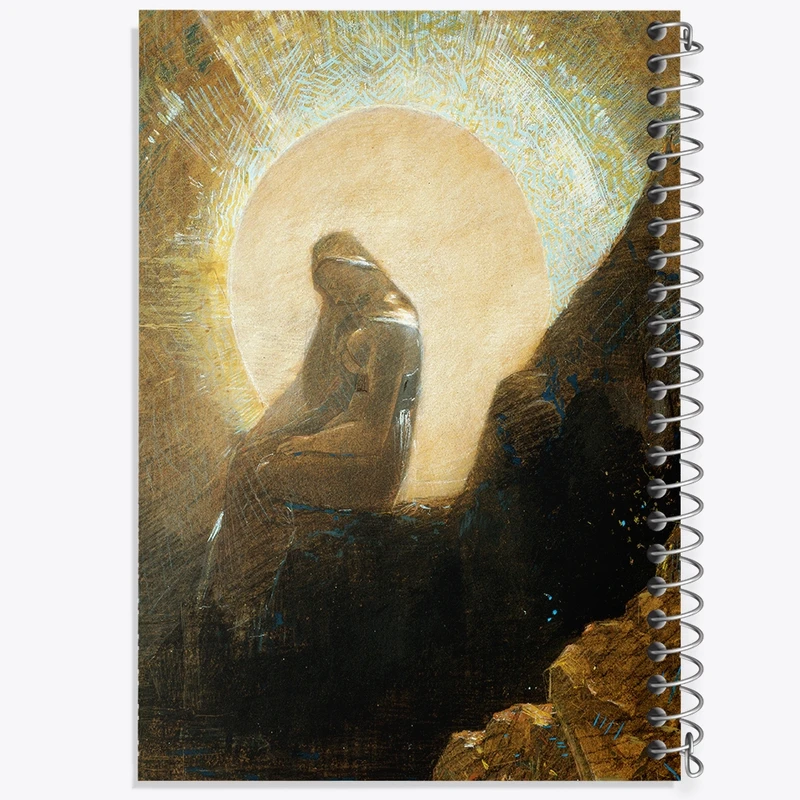 دفتر شطرنجی 50 برگ خندالو طرح نقاشی مالیخولیا اثر اودیلون ردون کد F12460