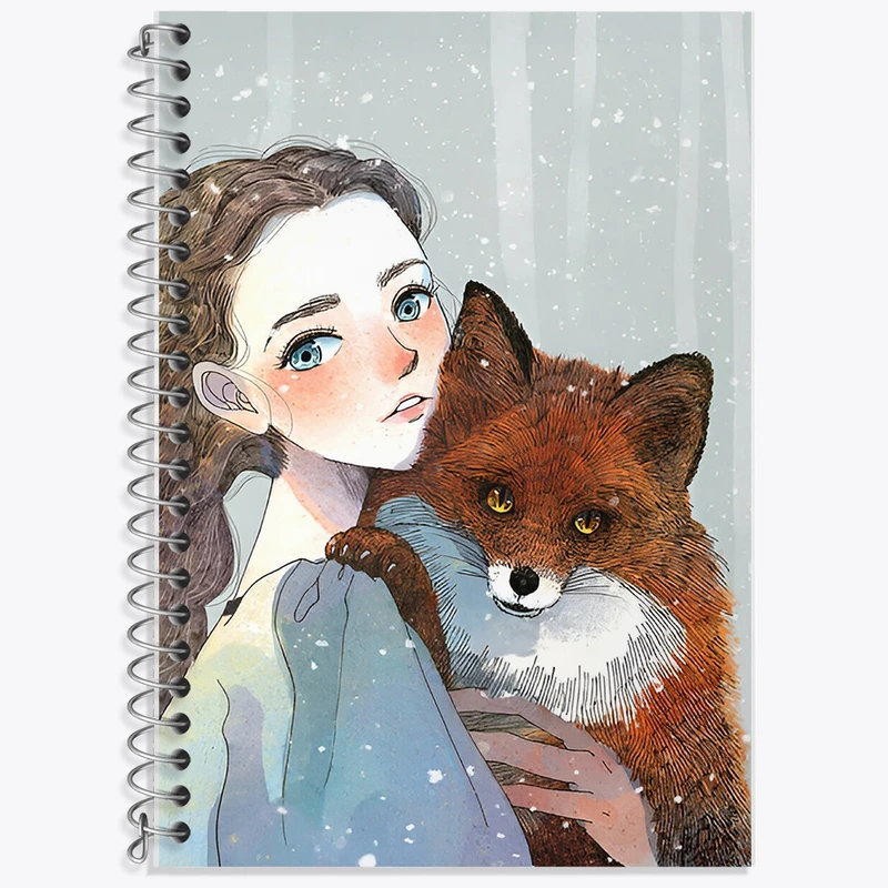 دفتر زبان 50 برگ خندالو مدل سه خط طرح دختر و روباه کد F9199