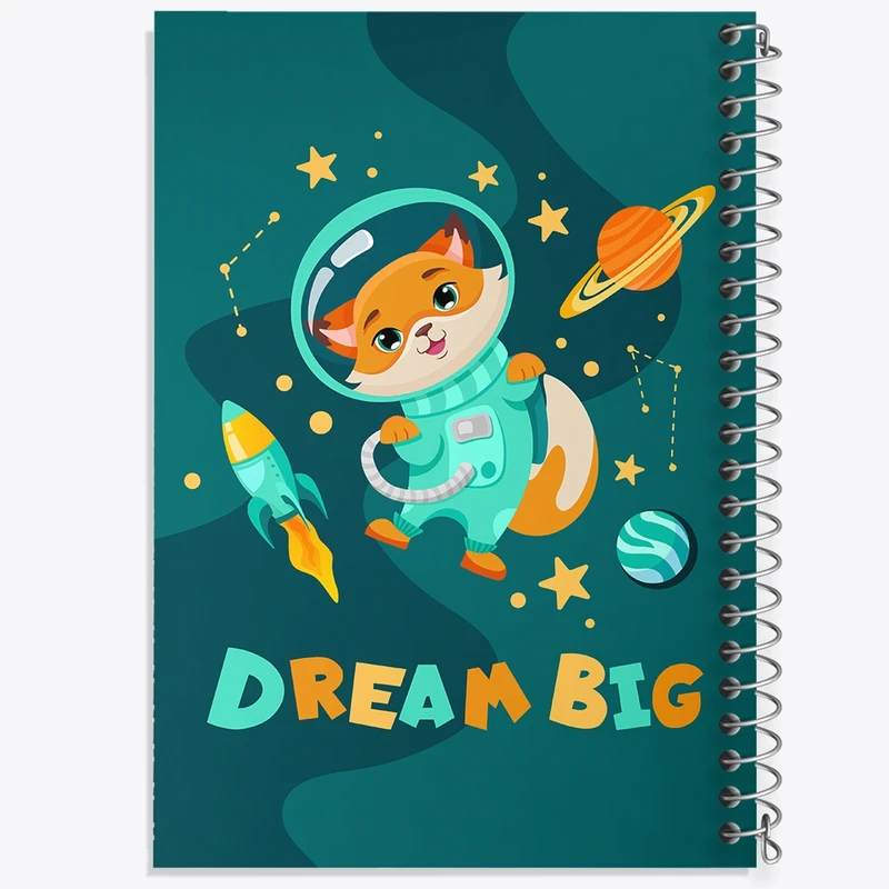 دفتر طراحی 50 برگ خندالو طرح گربه فضانورد کد N924