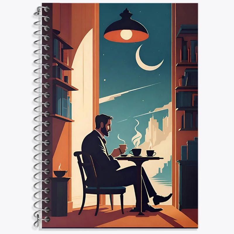 دفتر نت موسیقی 50 برگ خندالو طرح مرد عاشق قهوه کد F10543