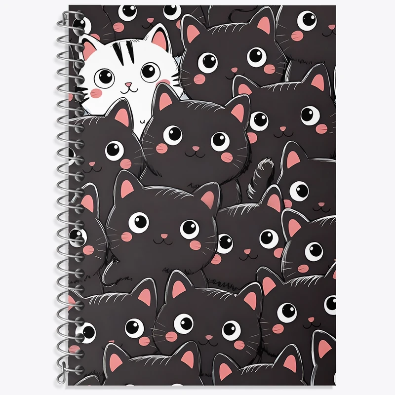 دفتر لغت 50 برگ خندالو طرح پترن گربه های کیوت کد N7104