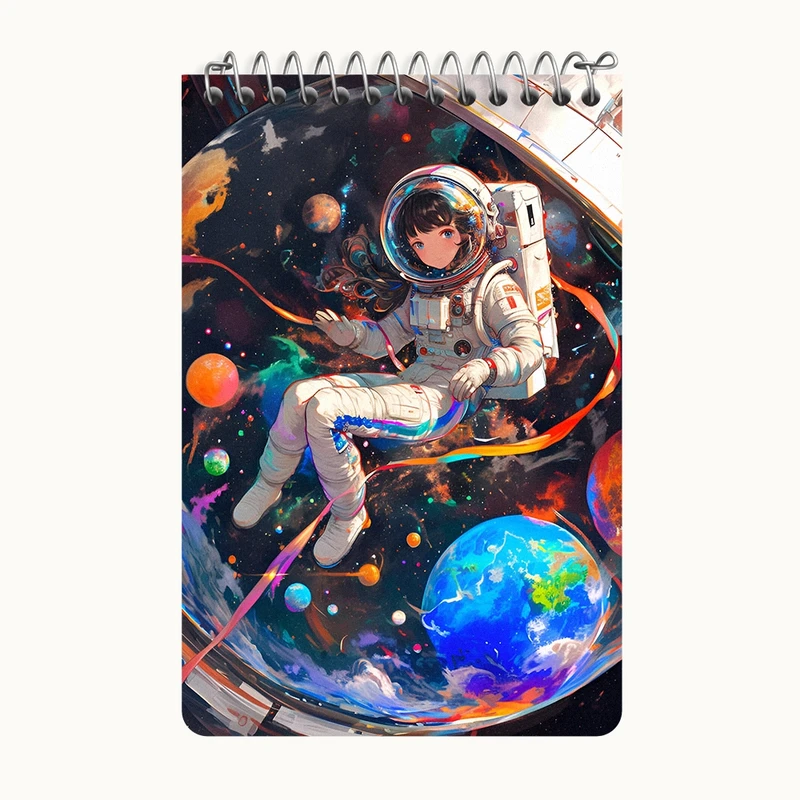 دفتر یادداشت 50 برگ خندالو طرح دختر فضانورد کد F9236