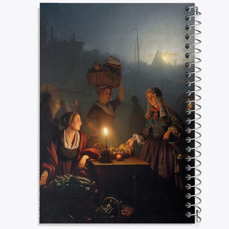 دفتر مشق 100 برگ خندالو طرح نقاشی خرید میوه و سبزیجات در بازار اثر پتروس ون شندل کد F12255