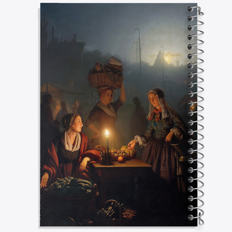 دفتر مشق 100 برگ خندالو طرح نقاشی خرید میوه و سبزیجات در بازار اثر پتروس ون شندل کد F12255