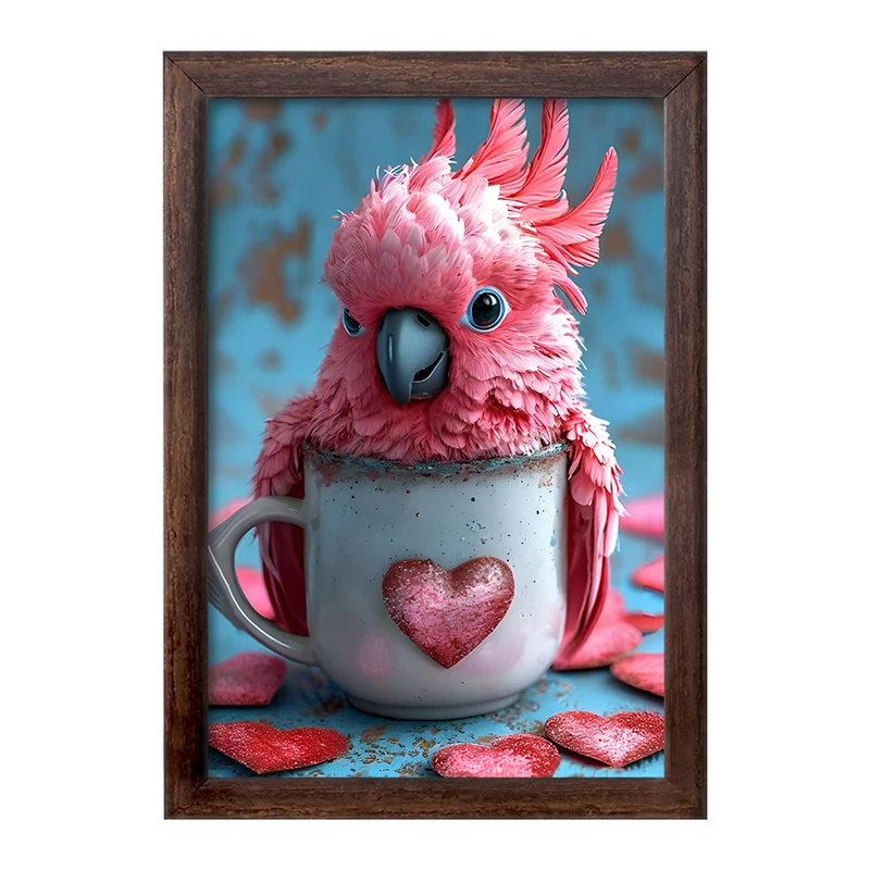 تابلو خندالو طرح طوطی صورتی کد F12815