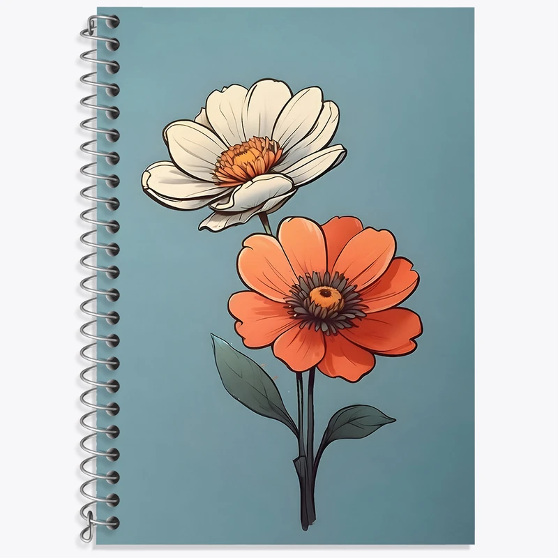 دفتر زبان دوخط 50 برگ خندالو طرح گل گلی کد F3634