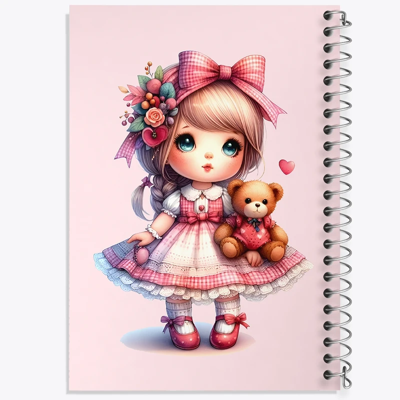 دفتر طراحی 50 برگ خندالو طرح دخترانه کیوت کد N5558